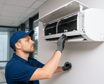 Instalación de aire acondicionado en oficina moderna