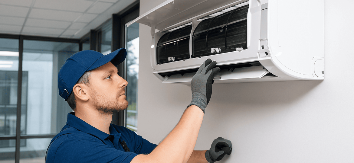 Instalación de aire acondicionado en oficina moderna