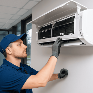Instalación de aire acondicionado en oficina moderna